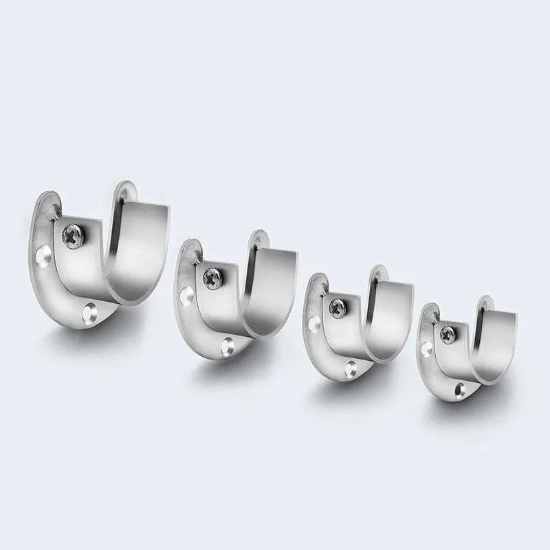 304 Stainless Steel Flange Seat Wardrobe Hanger Rod Fixing Hardware Accessories Curtain Rod Tube Hook Fixed Support Bracket Seat