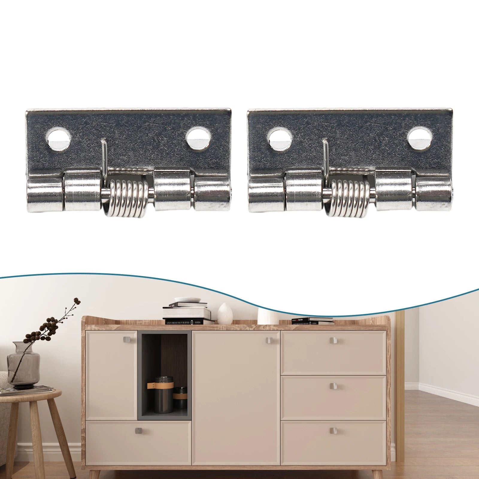 2pcs 1/1.5/2/3Inch Silver Spring Door Hinge Stainless Steel Self Closing Design Windows Cabinets Boxes Household Hardware