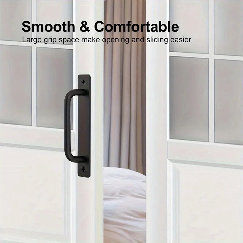 Barn Door Handles, Sliding Door Handle, Black Cabinet Handles, Door Pull Handle, Aluminum Alloy Door Pulls with Plate
