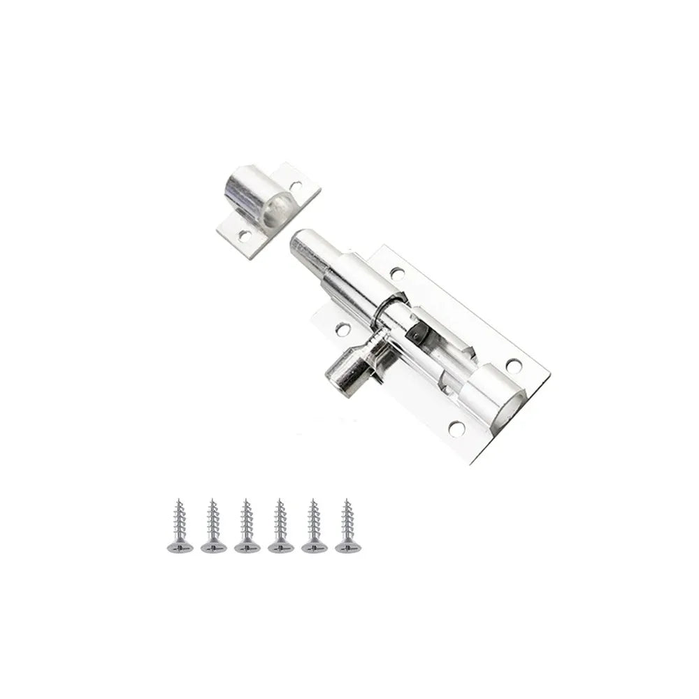 Black Door Lock Barrel Aluminum Alloy Door Lock Latch for Home Hardware Gate Safety Door Bolt Tower Window Catch Lock Silver