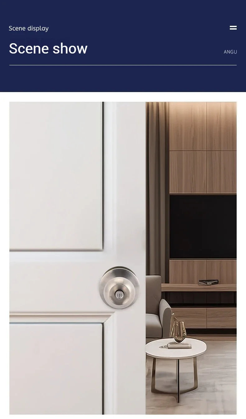 Anti-bumping House Door Handle Lock With Knobs Interior Round for Bedroom Bathroom Stainless Turn Thumb Armored Privacy Articles