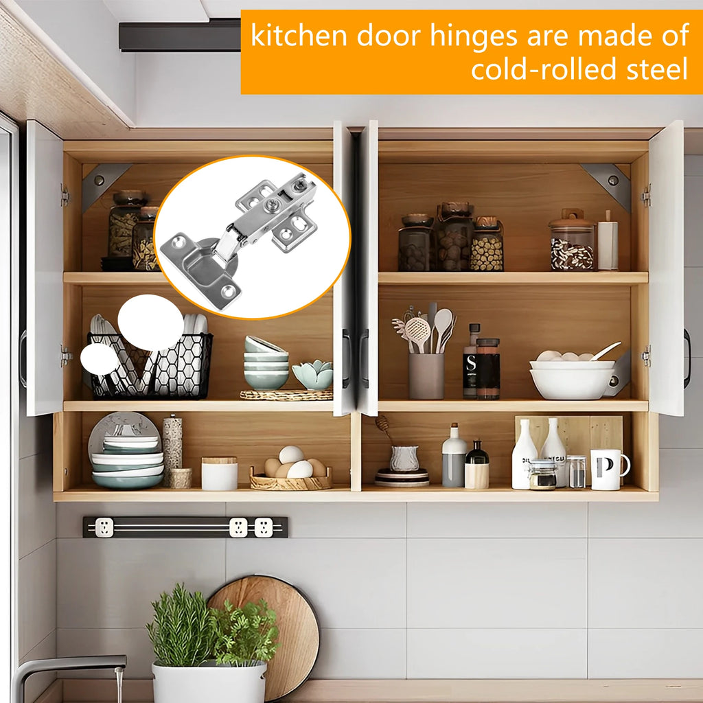 10/20Pcs Stainless Steel Cabinet Door Hinges Hydraulic Damper Buffer Soft Close Quiet Wardrobe Door Concealed Hinges with Screws