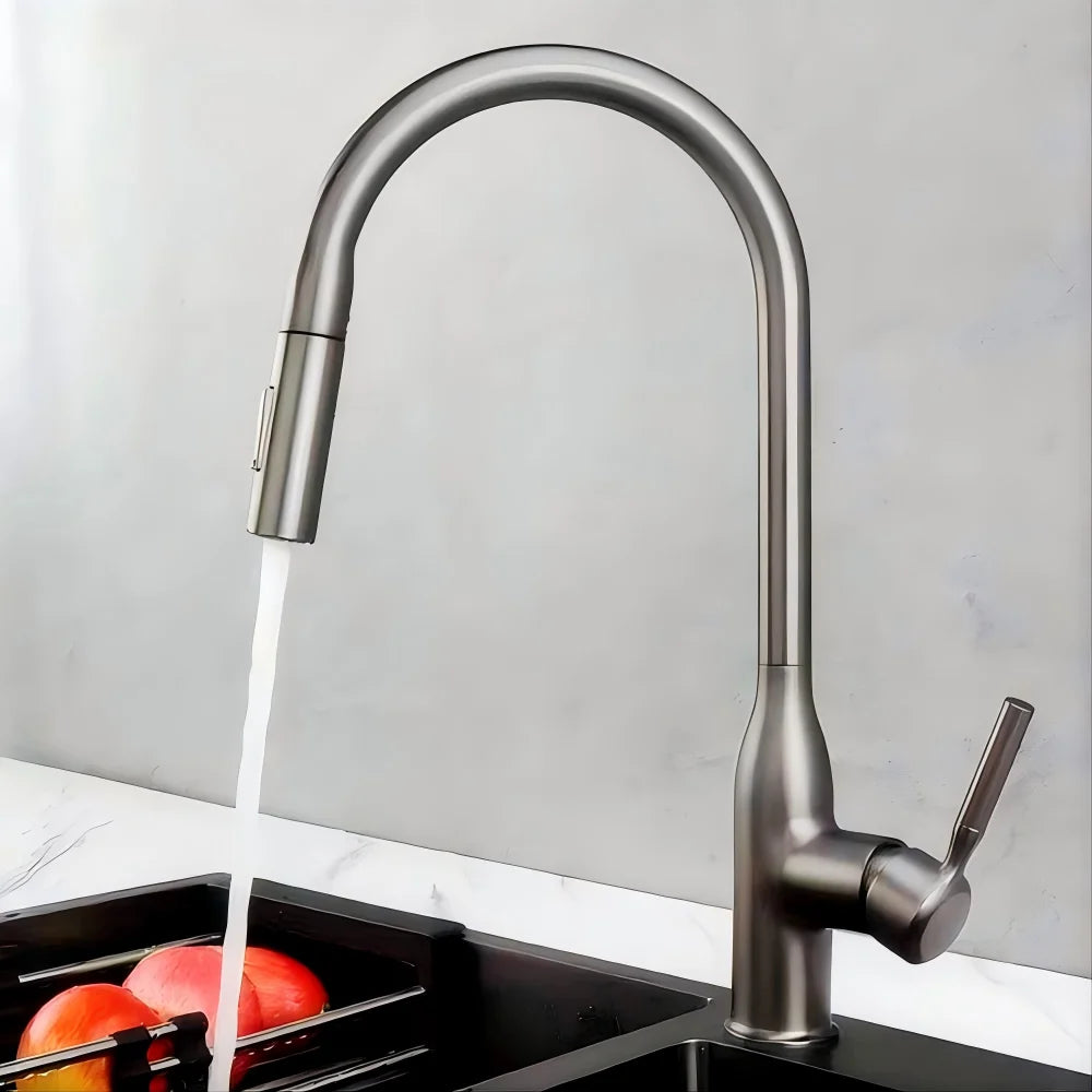 STARON Kitchen Sink Faucet Spring Faucets Pull Out Spout Mixer Tap Hot Cold Water with Pull Down Tap Sprayer Cooking