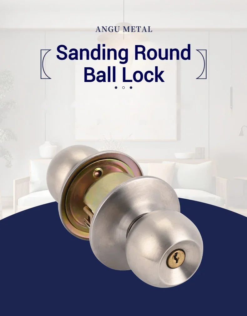 Anti-bumping House Door Handle Lock With Knobs Interior Round for Bedroom Bathroom Stainless Turn Thumb Armored Privacy Articles