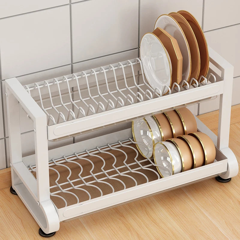 Kitchen Dish Storage Rack, External Hook Plate Organizer, Multi-Function Home Plate Holder, Compact Dish Organizer