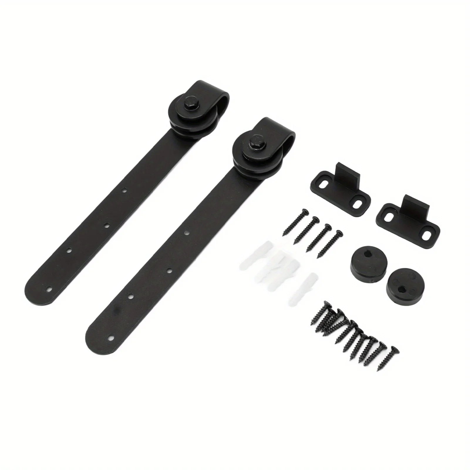 1Set Carbon steel silent sliding barn door hardware kit, suitable for carbon steel tracks in barns, TV cabinets, and wardrobes