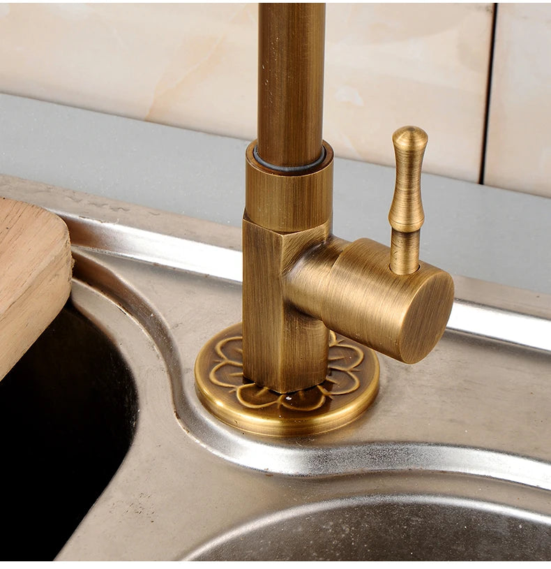 Cold Kitchen Sink Faucet Antique Bronze Finished 360 Degree Single Hole Water Tap Cooper Kitchen Tap ELK12