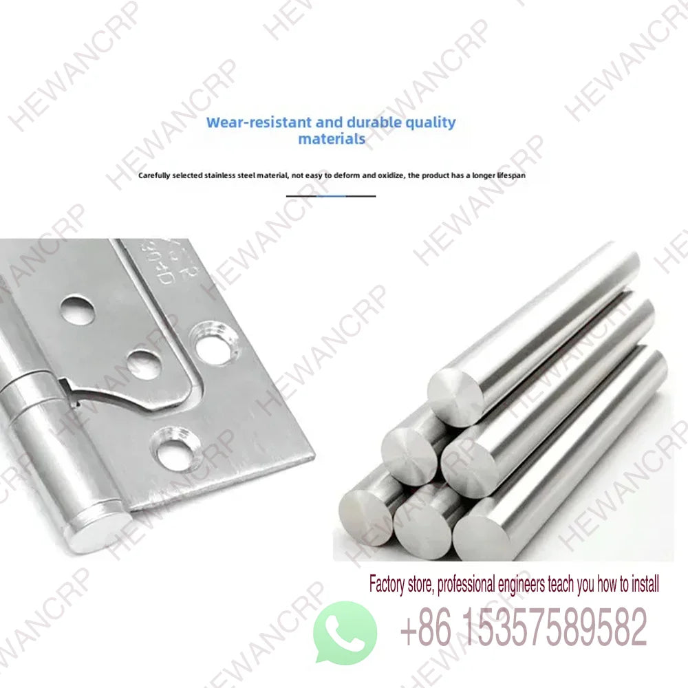 2pcs Heavy-Duty Stainless Steel Door Hinges Thickened Waterproof Rust-Resistant Silent Closing Thick Bearings Brushed Finish