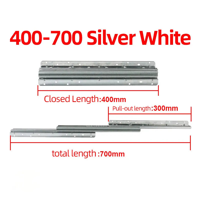1Pcs Bottom Mount Heavy Duty Drawer Slides 260 LB Load Capacity Full Extension Ball Bearing Cabinet Hidden Stair Rail 400-900mm