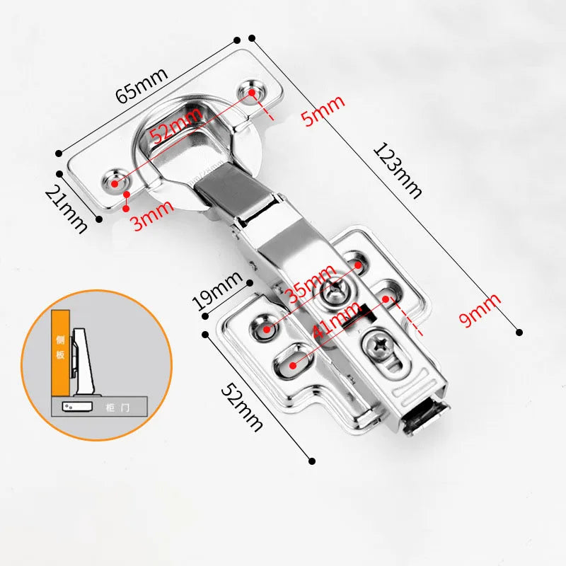 2/10PCS Stainless Steel Cabinet Hinges Soft Closing Hydraulic Door Hinge Damper Concealed Hinges with Screws
