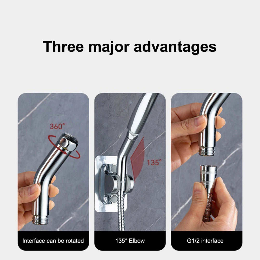 Bathroom Upgrade Chrome Hand Shower Connector Easy Install Shower Head Connector Stainless Steel Hassle-Free Setup