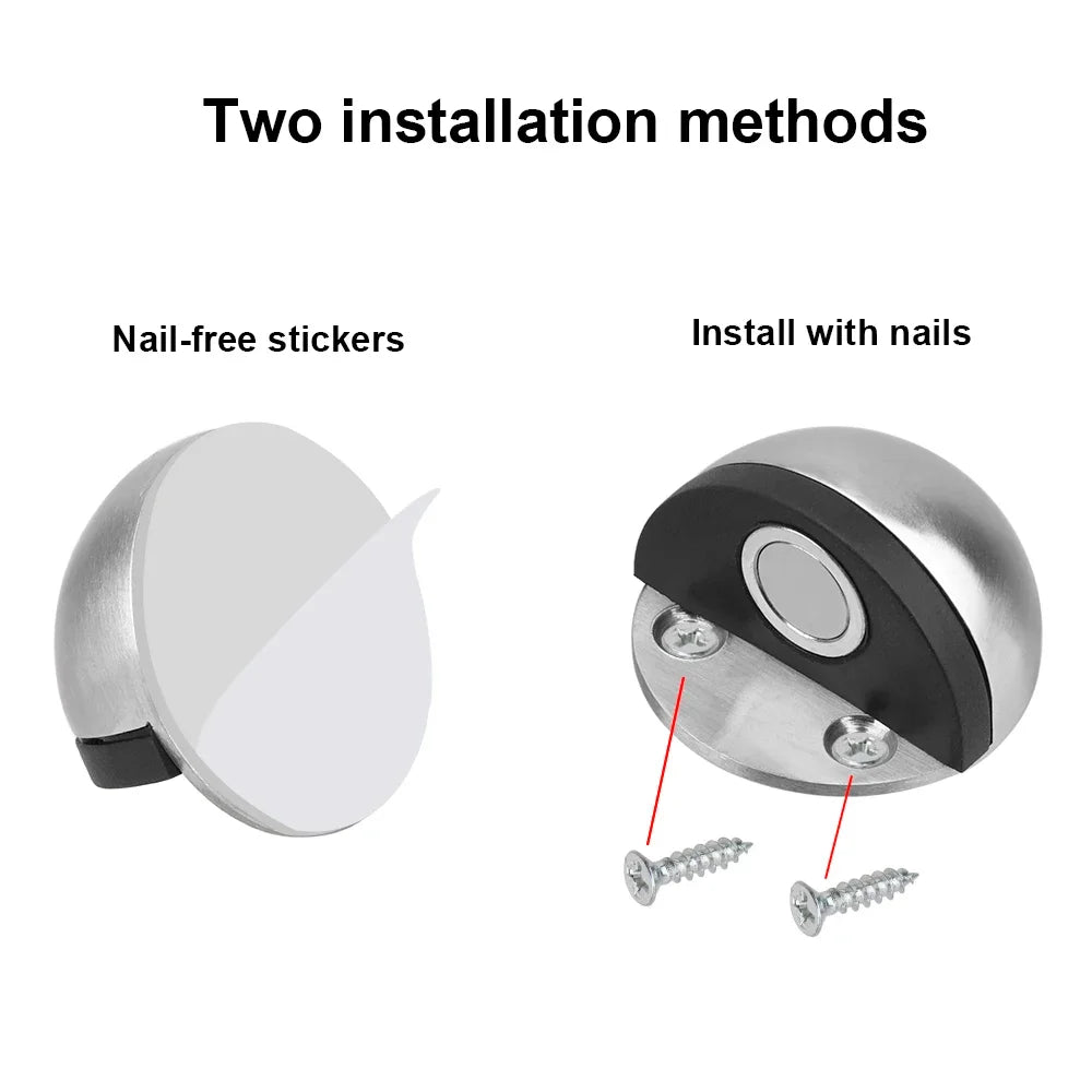 Stainless Steel Magnetic Door Stopper, Heavy Duty Hidden Door Stop, Wall Mount Door Holder, Home Improvement Furniture Hardware