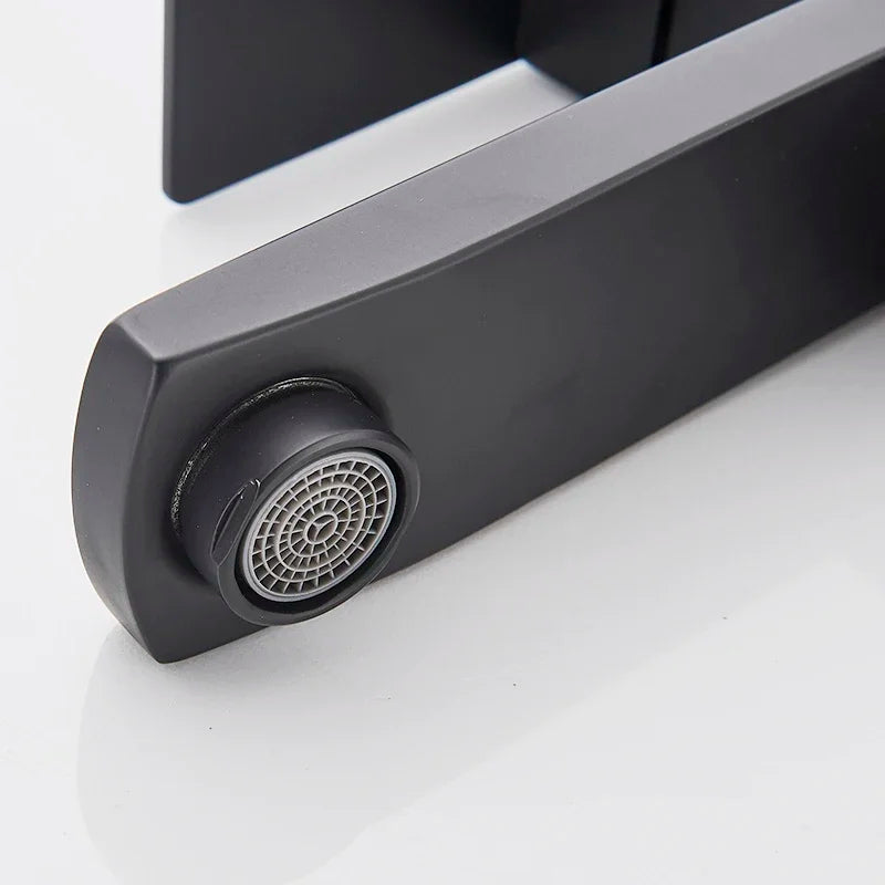 Square Sink Mixer Tap Bathroom Washbasin Mixer Tap Single Handle Pop Up Drain  Matte Black Basin Faucet Deck Mounted
