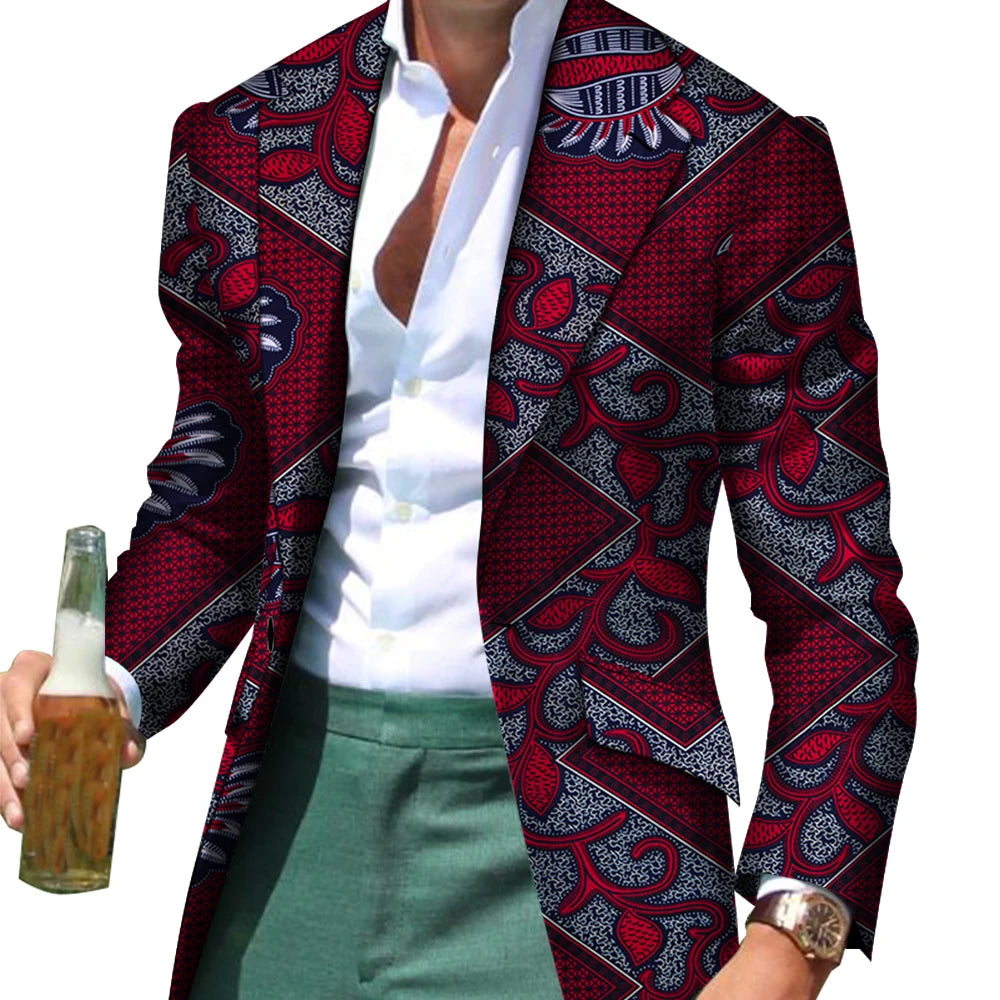 African Men Clothes Smart Causal Customized Slim Fit Fancy Suit Blazer Jackets Formal Coat Business Dashiki Party Wedding WYN530