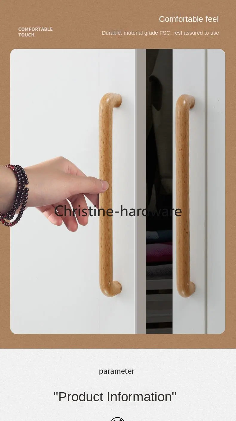 Simple Modern Wooden Cabinet Round Single-hole Handle Drawer Door Kitchen Shoe Cabinet Solid Wood Log Handle