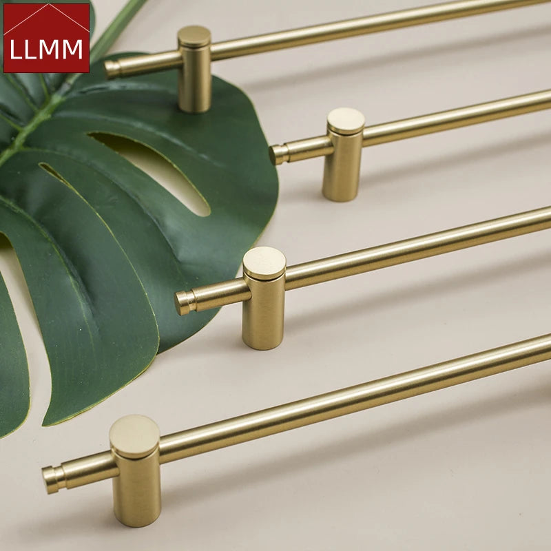Furniture Long Handles Pure Solid Brass Handle Modern Simple Golden Light Luxury Integral Wardrobe Bathroom Cabinet Long Handle
