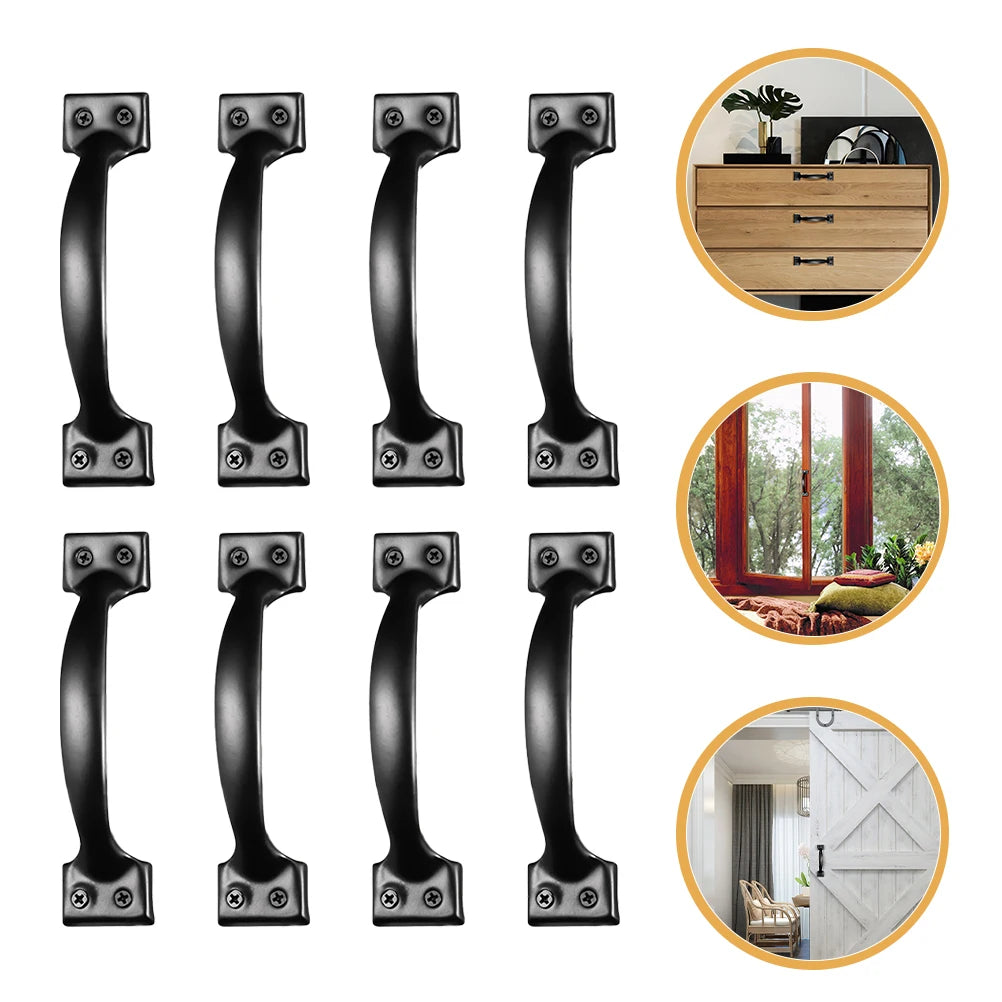 6pcs/8pcs/10pcs/12pcs Iron Door Handles Metal Door Pull Knobs Cabinet Drawer Pulls Barn Cupboard Knob Dresser Sliding Grips