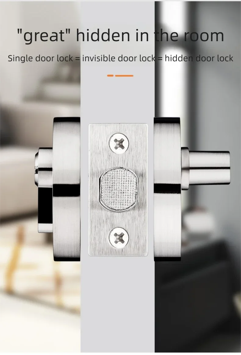 Hidden door lock; concealed lock; wooden door lock; single and double-sided lock; bedroom door lock; hallway lock; auxiliary ind