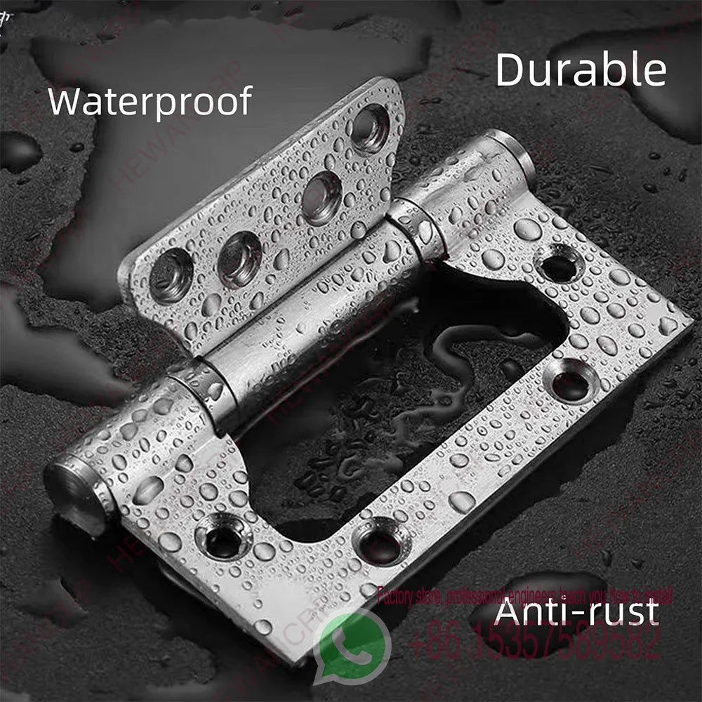2pcs Heavy-Duty Stainless Steel Door Hinges Thickened Waterproof Rust-Resistant Silent Closing Thick Bearings Brushed Finish