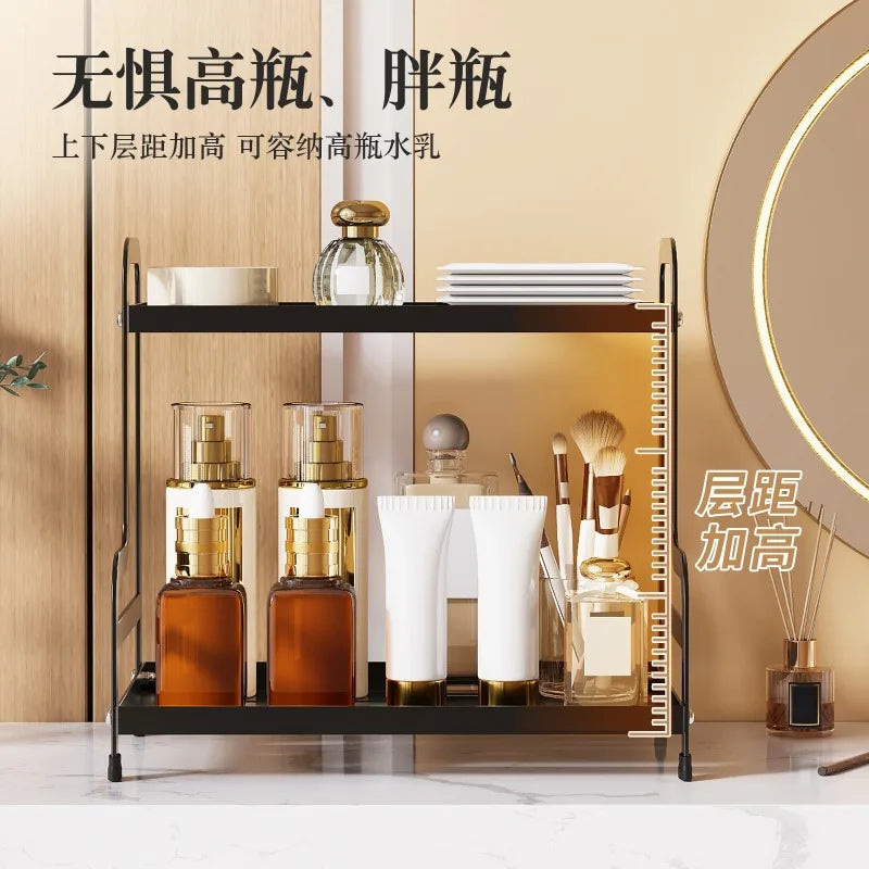 2 Tier Under Sink Organizer Sliding Cabinet Basket Organizer Storage Rack with Hooks Hanging Cup Bathroom Kitchen Organizer New