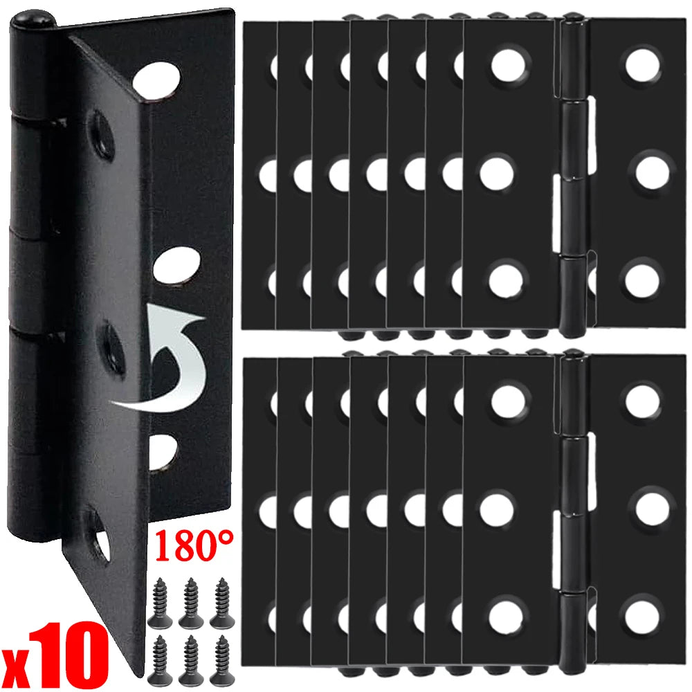Stainless Steel Hinge for Furniture Wooden Doors Windows Cabinets Cupboards Bookcase Fitting Hardware 6 Mounting Hole with Screw