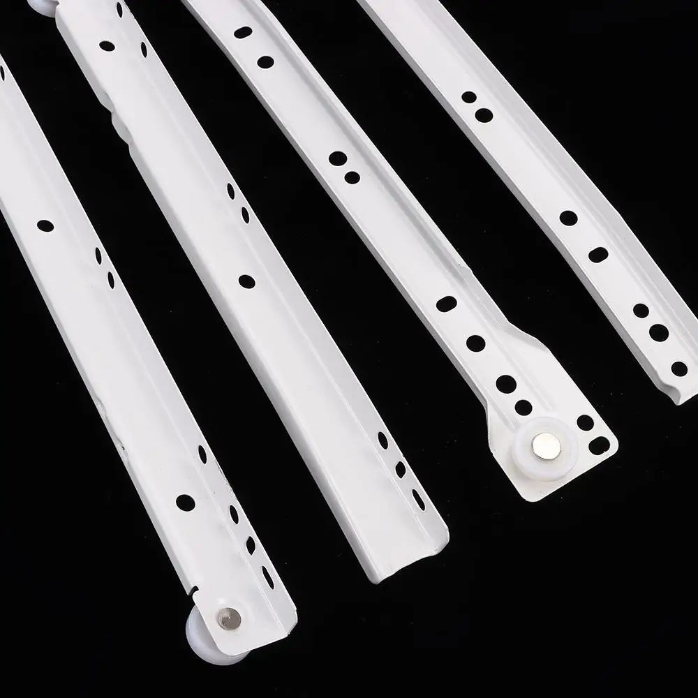 1Pair Chute Cabinets Keyboard Roller Pulley Furniture Slides Mute Two Section Drawer Track Slides Cabinet Rails