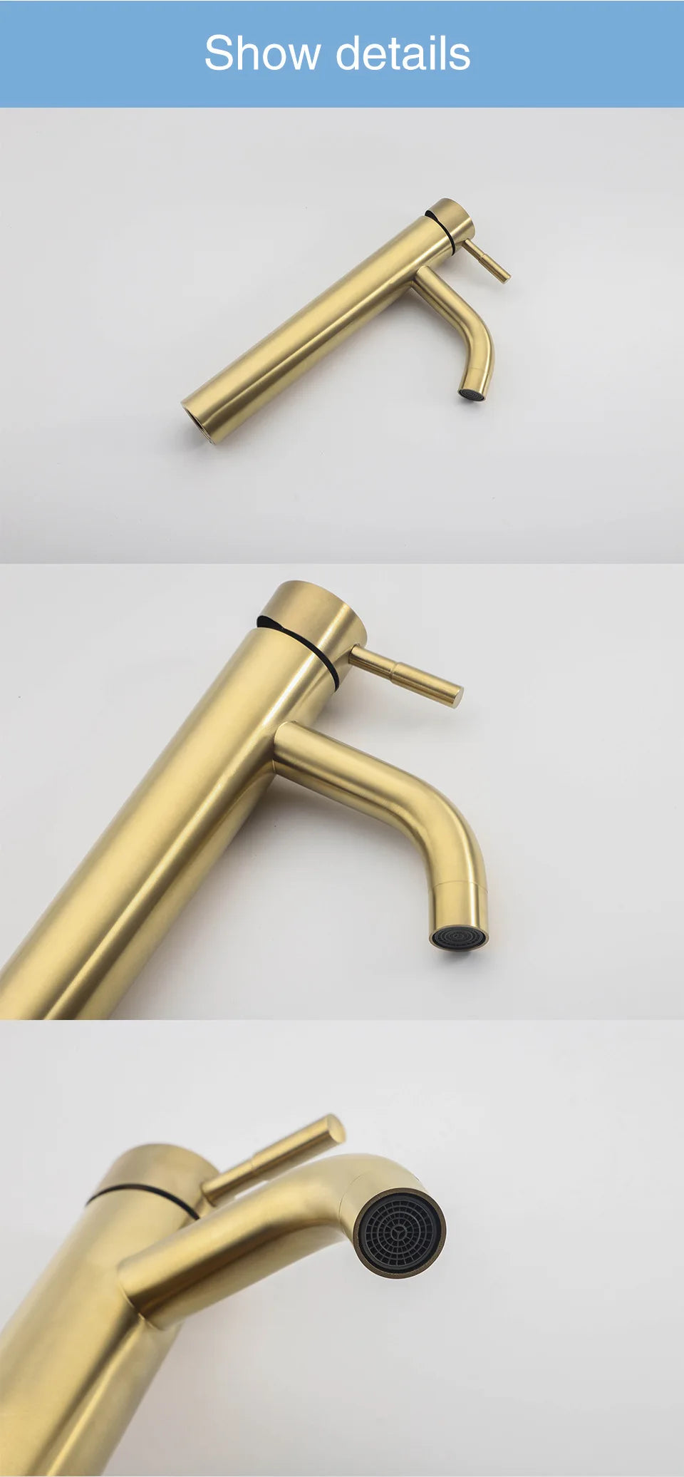 Bathroom Faucet Solid Brass Bathroom Basin Faucet Cold And Hot Water Mixer Sink Tap Single Handle Deck Mounted Brushed Gold Tap