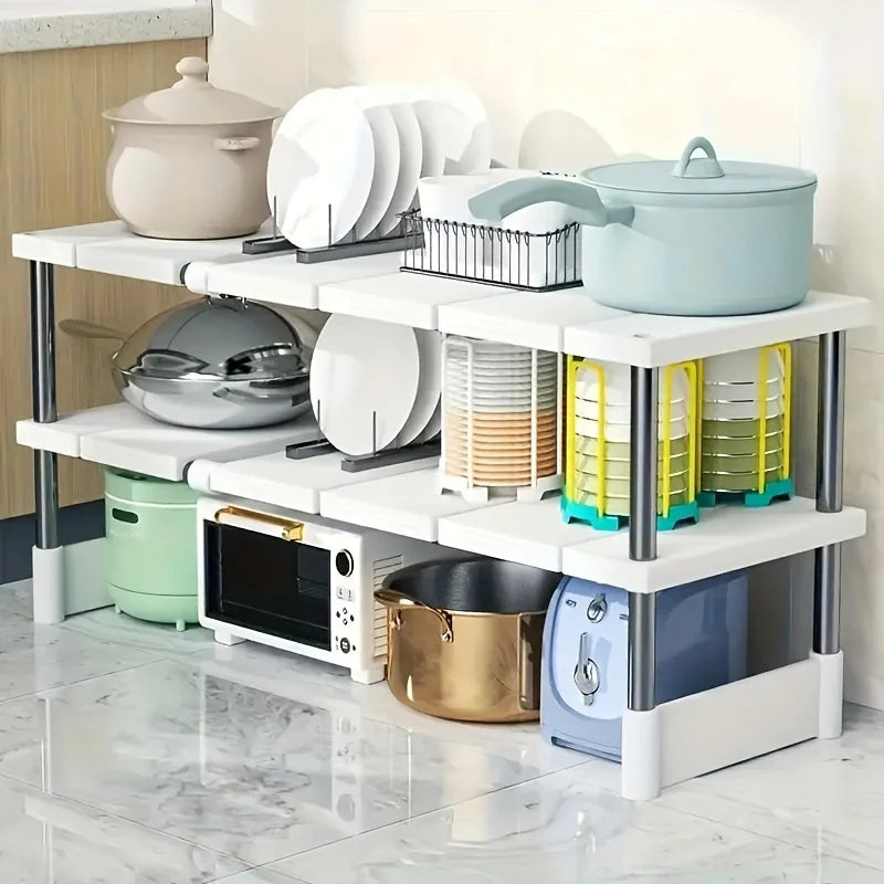Adjustable Under-Sink Storage Rack - Stainless Steel Multi-Layer Space-Saving Storage Rack, Suitable for Kitchen and Bathroom Cabinets, Durable Design Without Wood, Easy to Install, Multi-Functional Under-Sink Organizer, Idea