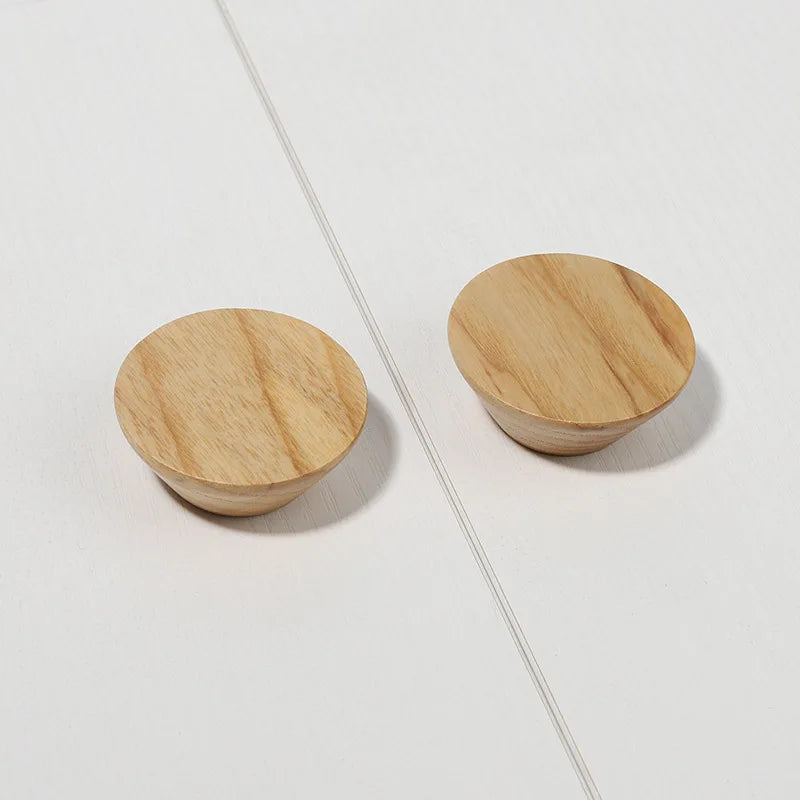 circular button handle modern cabinet handles solid wood home wardrobe drawer cabinet handle single hole wooden handle