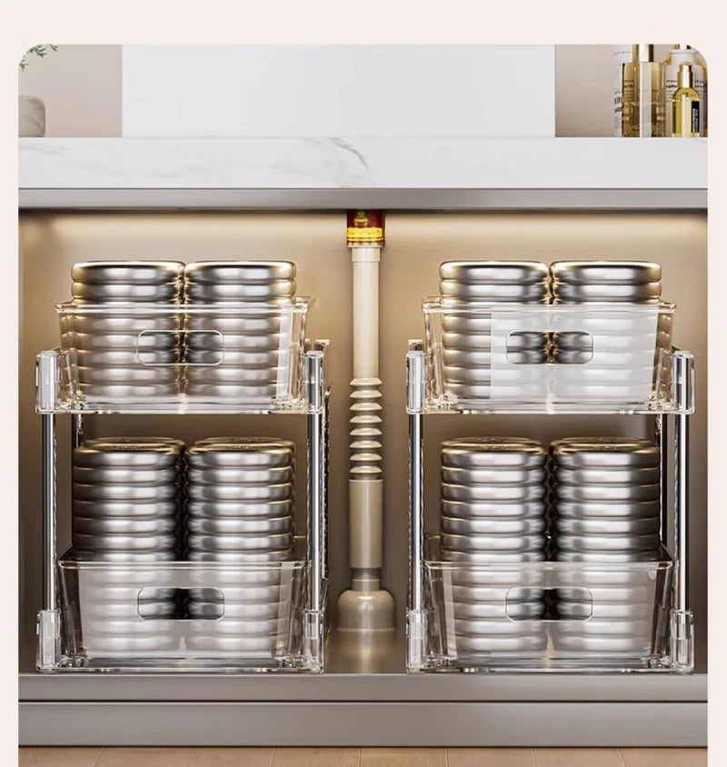 2/3 Layer Under Sink Storage Organizer Multipurpse Rack Countertop Cabinet Under Sink Storage Rack Bathroom Kitchen Organizer