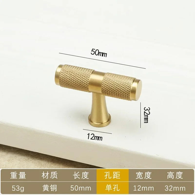 Modern Knurl Solid Brass Cabinet Knobs and Handles Golden Luxury Handles for Furniture Drawer Wardrobes Shoe Cabinets Pulls