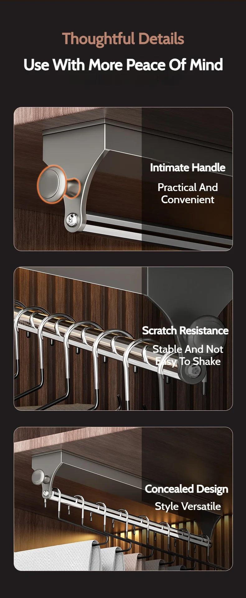 Pull Push Adjustable Top Mounting Closet Interior Telescopic Hanging Rod Cloakroom Retractable Slide Track Clothes Organizer