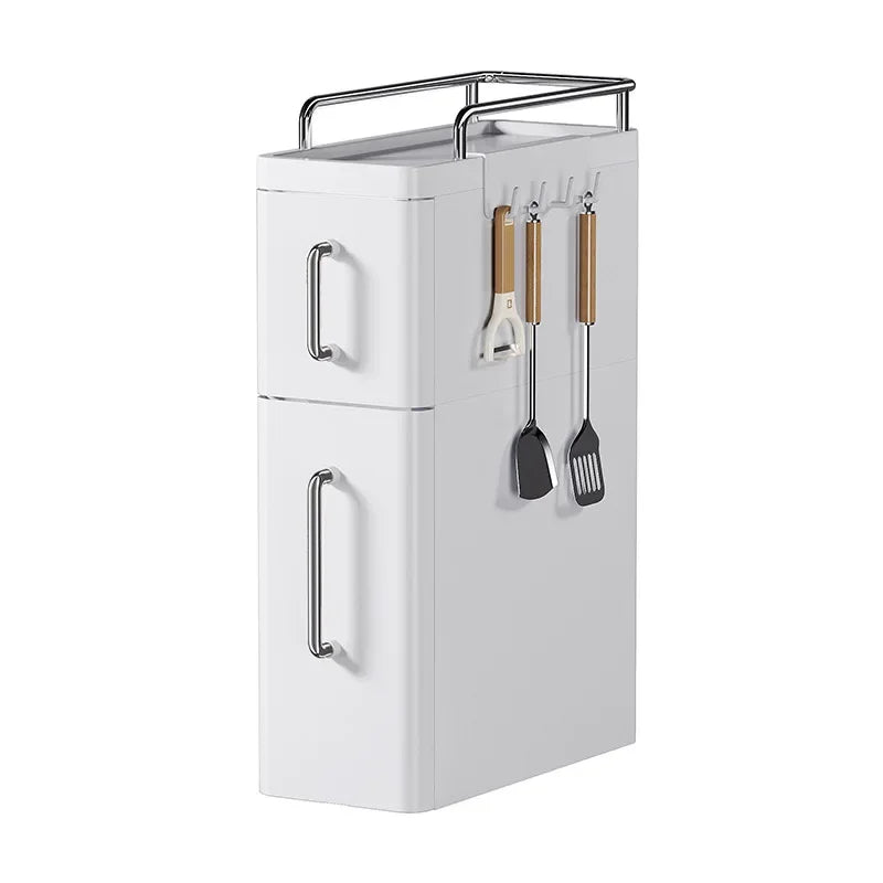2/3 Layer Spice Storage Rack Kitchen Organize Spice Shelf Pull-Out Efficient Locker With Hooks Wheels Integrated Slim Cabinet