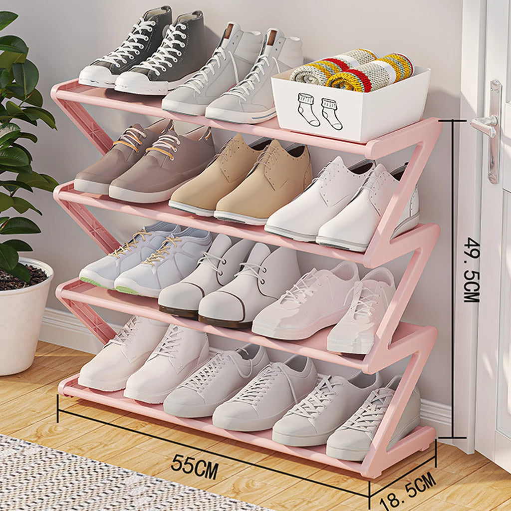 Shoe Rack Organizer Space Saving Shoes Organizer Free Standing Z-shaped Rack Multi-layer Assembly Storage for Home Dormitory