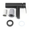 Basin Sink Bathroom Faucet Deck Mounted Hot Cold Water Basin Mixer Taps Matte Black Lavatory Sink Tap Crane