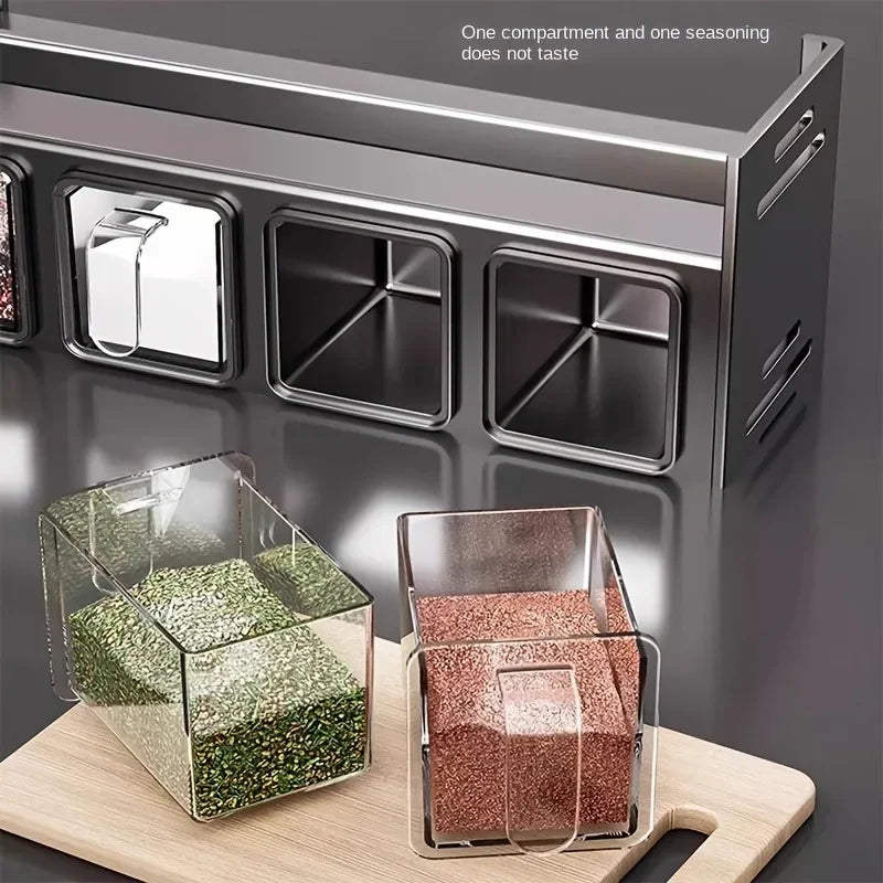 Stainless Steel Kitchen Spice Rack Wall-Mounted Multi-Functional Spice Rack Box Jar Kitchen Storage Home Organizador De Cocina