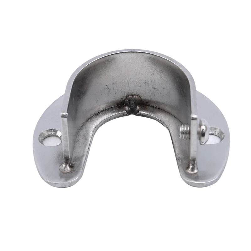 Stainless Steel Clothes Rail Closet Rail Curtain Rod Shower Curtain Closet U-Shaped Rod Closet Pole Sockets Flange End Supports