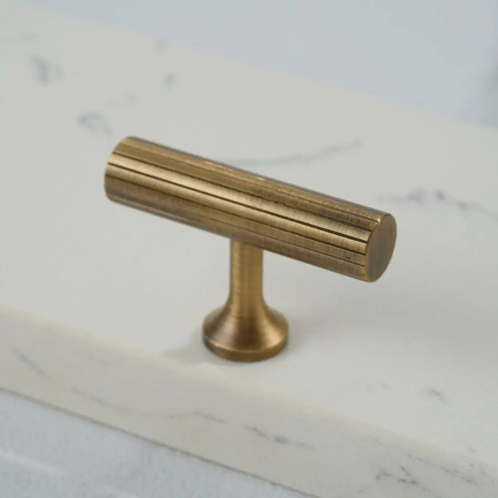 Bronze Bronze Cabinet Handles Wardrobe Pulls Antique Solid Brass Knurled Handle T-bar Door Knobs Furniture Door Pull