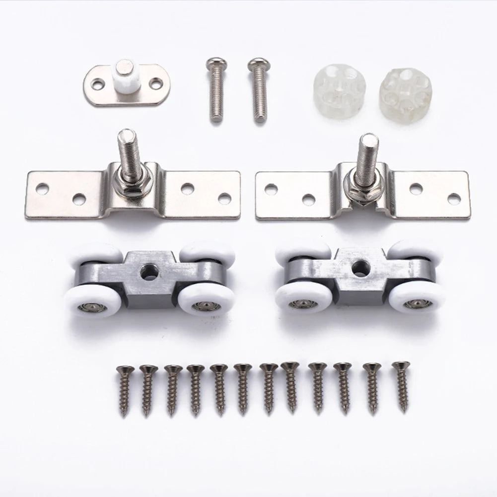 2pcs Sliding Door Roller Hardware Slide Doors Pulley 4-Wheels Glass Door Hanging Rail Track Pulley Silent Nylon Wheels