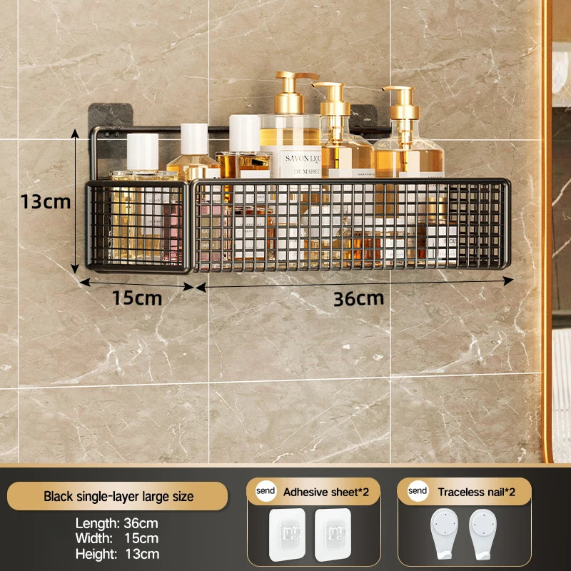 Bathroom Storage Rack Non Perforated Wall Mounted Towel And Toiletries Storage Rack Restroom Storage
