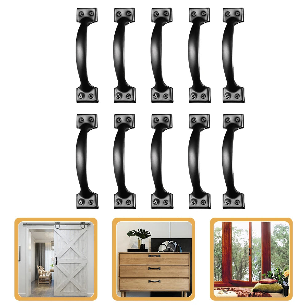 6pcs/8pcs/10pcs/12pcs Iron Door Handles Metal Door Pull Knobs Cabinet Drawer Pulls Barn Cupboard Knob Dresser Sliding Grips