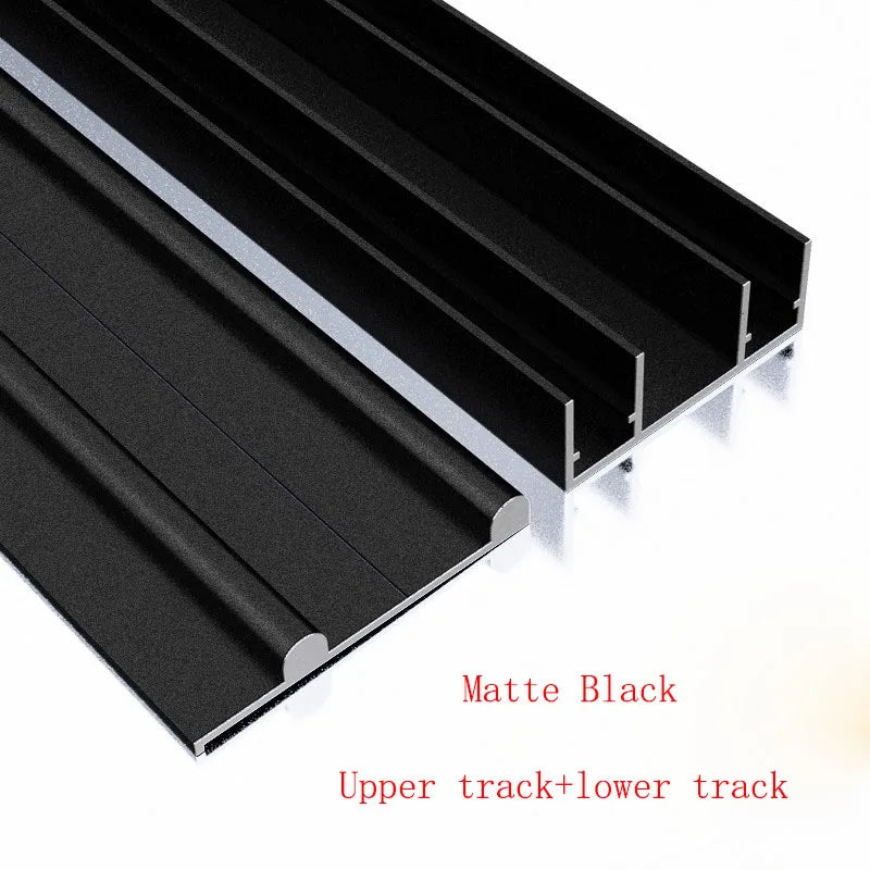 Sliding door slide rail aluminum alloy No slotting required thicken Dual track system Cam guide rail Pass through door slot