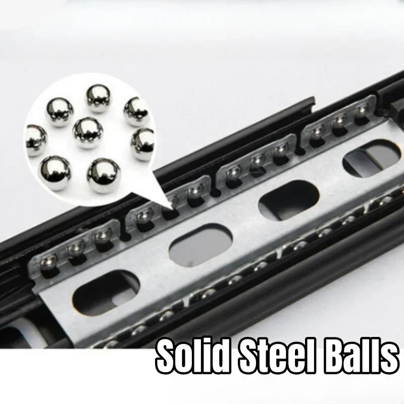 Cold Rolled Steel Hydraulic Damping Silent Three-Section Wardrobe Drawer Slides with Guide Rail Hardware