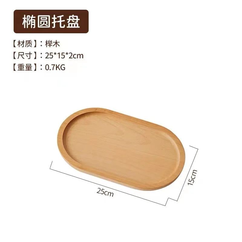 Large round Wooden Food Tray Serving Plate Waterproof l Wood Dert Plate Fruit Tray Wood Crt Decorative Item