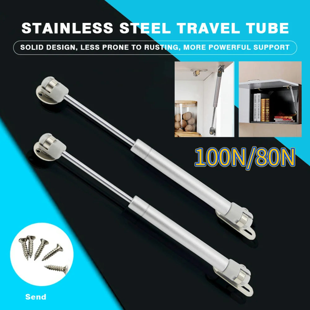 80N/100N 2pc Pneumatic Support Cabinet Hinges Silent Hydraulic Furniture Door Lift Support Stay Soft Close Open Cabient Hardware