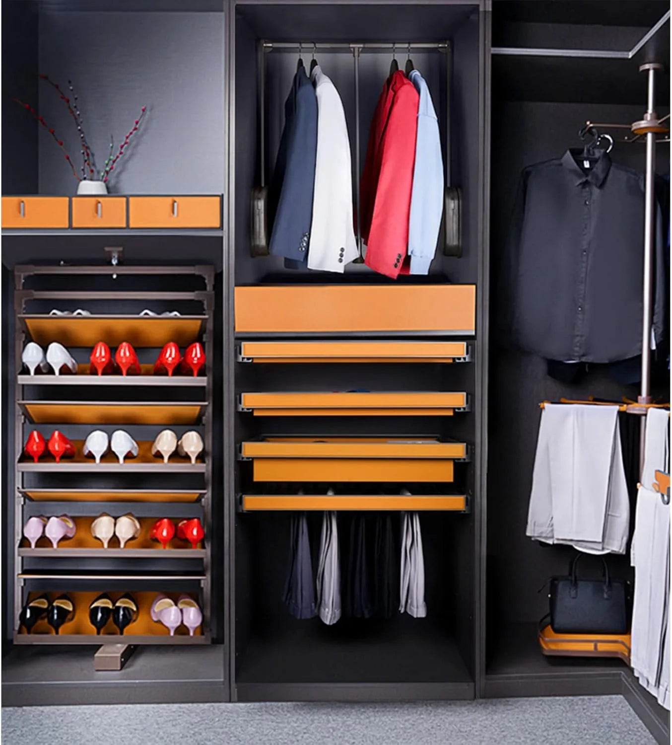 Wardrobe Pull Down Hanger Adjustable Lift Rod Storage Space Saving Closet Storage Clothes Rod