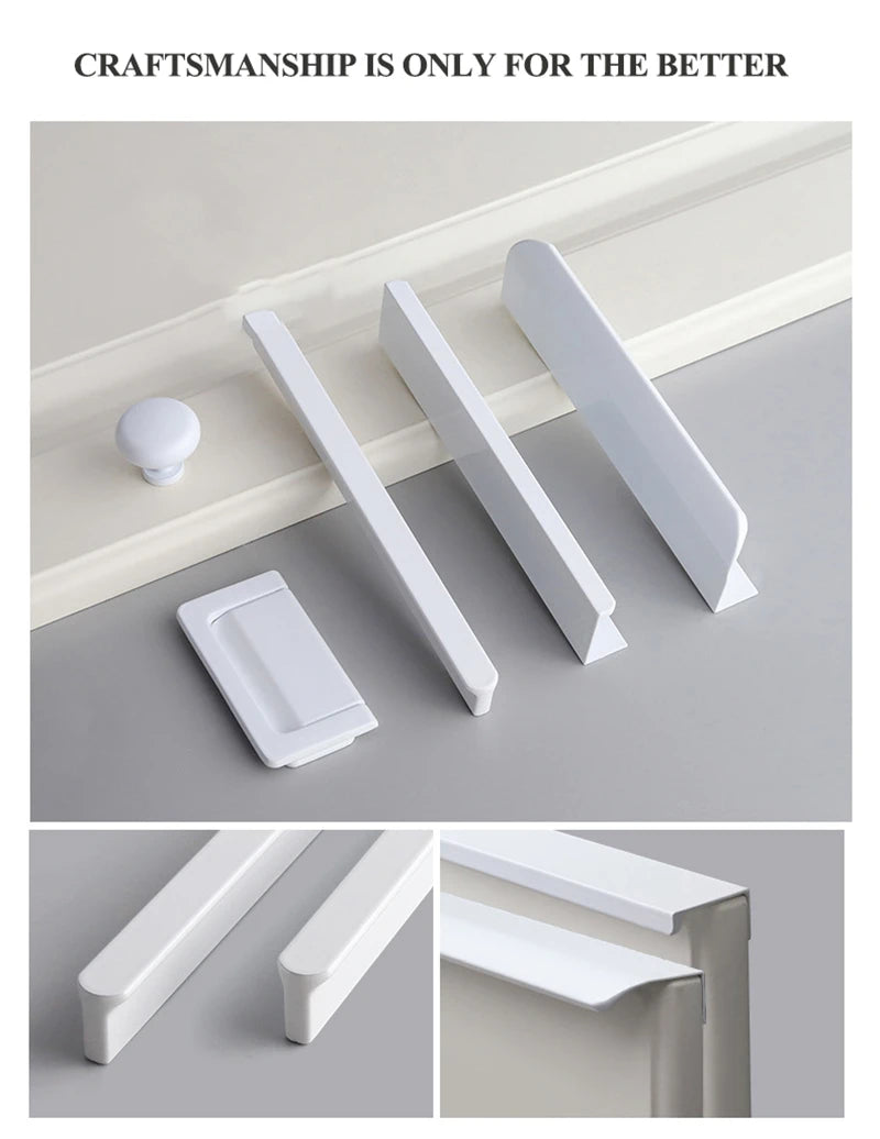 Modern Simple White Long Cabinet Handle Kitchen Cupboard Furniture Length Door Handle  Wardrobe Closet Hardware Drawer Pull Knob