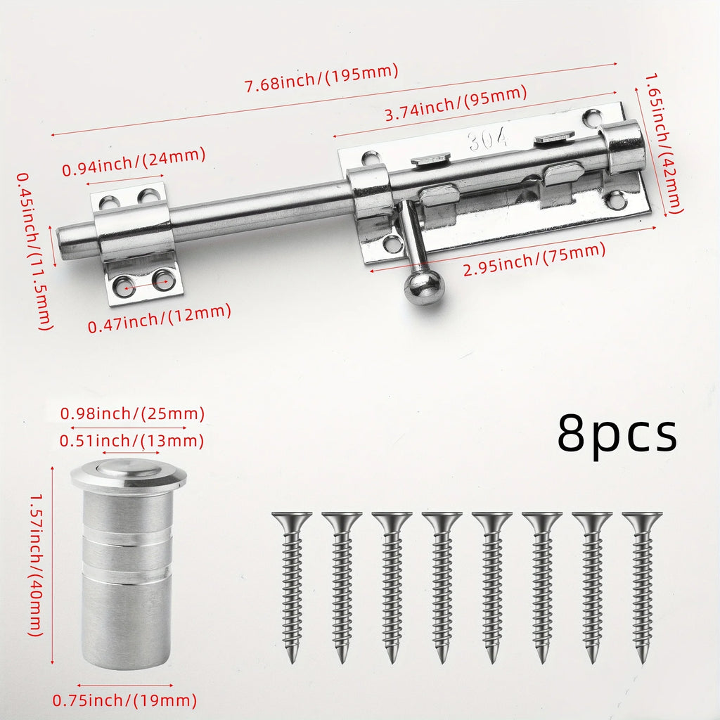 Sliding Bolt Latch Hardware：Cylindrical Bolt Latch，Heavy Solid 304 Stainless Steel，Black Surface，Applicable  Outdoor Latches