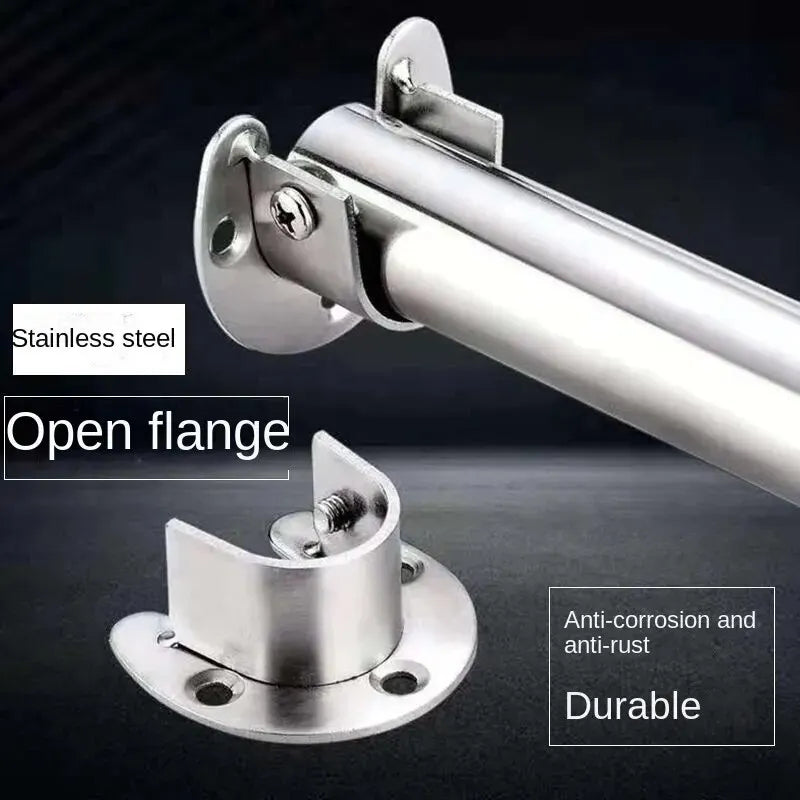 304 Stainless Steel Flange Seat Wardrobe Hanger Rod Fixing Hardware Accessories Curtain Rod Tube Hook Fixed Support Bracket Seat