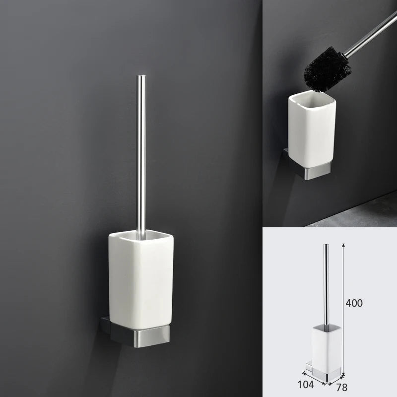 Aluminum Bathroom Accessories Sets Roll Paper Holder Toilet Brush Holder Ceramic Holder Towel Bar Towel Holder Robe Hook Anodize